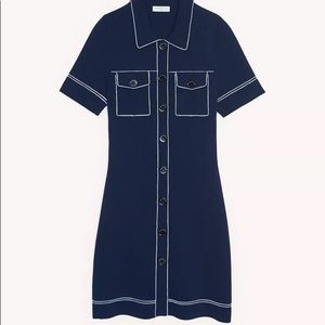 Sandro Knit dress with contrasting topstitching